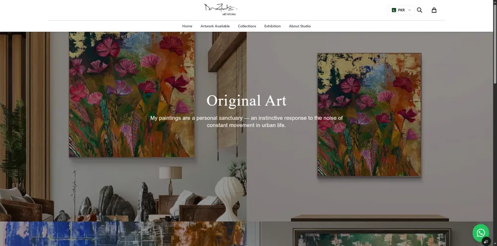 Homepage screenshot of Dua Art Studio — Custom website for Dua Art Studio, an art studio