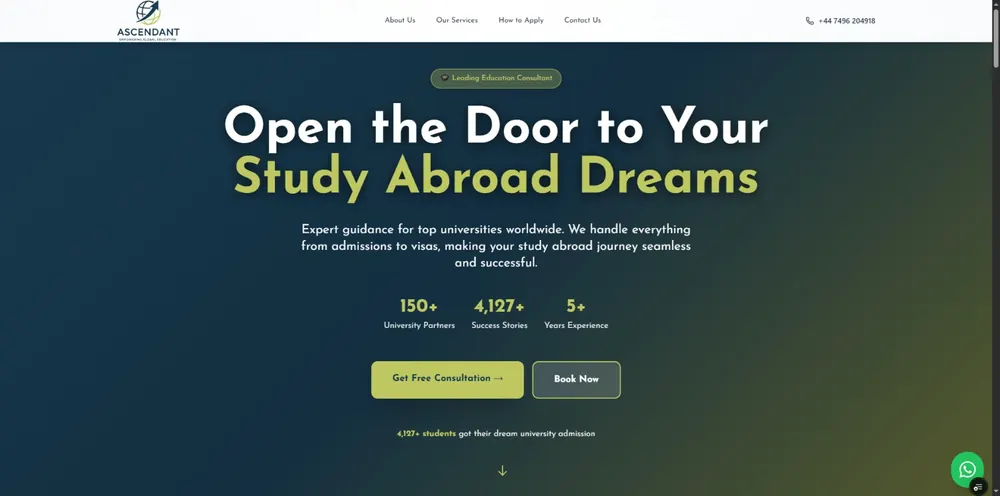 Homepage screenshot of Ascendant Consultation — Custom website for Ascendant Consultation, an education consultancy